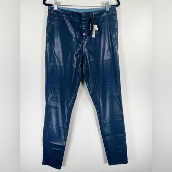 NWT ELIE TAHARI Faux Leather‎ AZELLA JEAN LOW RISE SKINNY LEG BLUE LT Sz 30 - Picture 4 of 10